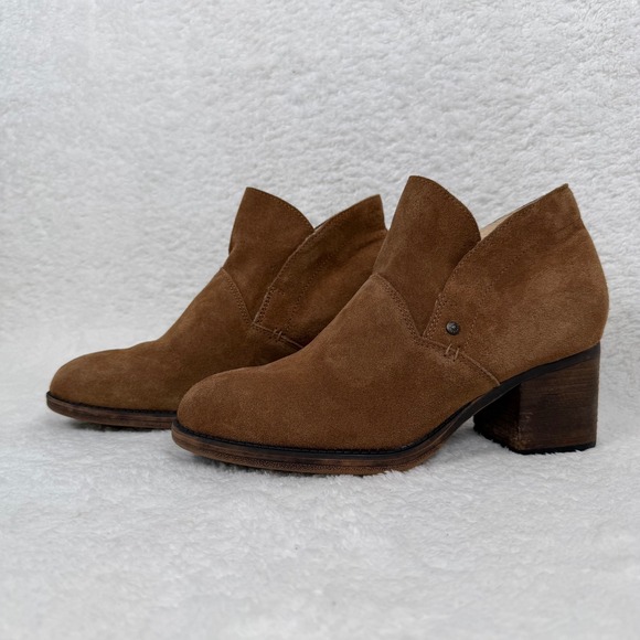 Bearpaw Women Brown Suede Cutout Block Heel Ankle Booties Size 10 - Picture 2 of 15